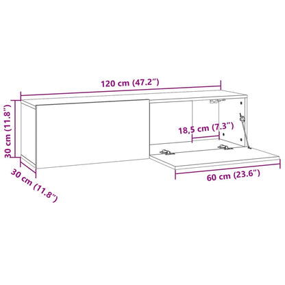 Móvel parede TV 120x30x30 cm madeira processada sonoma cinza