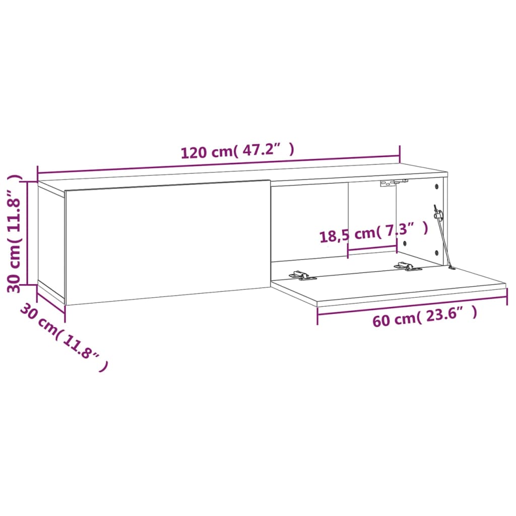 Móvel de TV Cafir de Parede de 120cm - Nogueira - Design Moderno