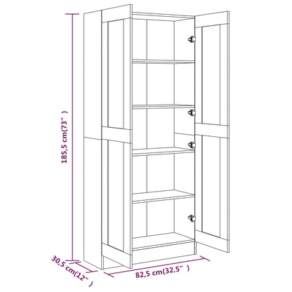 Aparador de Sala Léa - Cor Cinzento Sonoma - Com 5 Prateleiras - 82,5x30,5x185,5 cm - Contraplacado e MDF - Design Nórdico