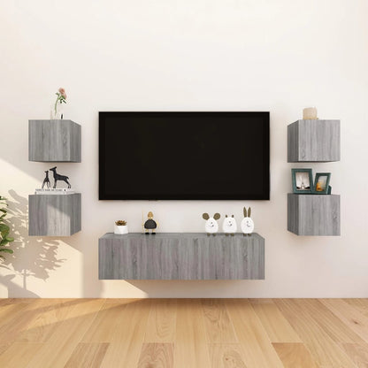 Móveis de TV de parede 2 pcs 30,5x30x30 cm cinzento sonoma