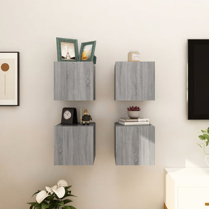 Móveis de TV de parede 4 pcs 30,5x30x30 cm cinzento sonoma