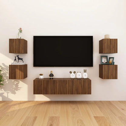 Móveis de TV de parede 2pcs 30,5x30x30 cm cor carvalho castanho