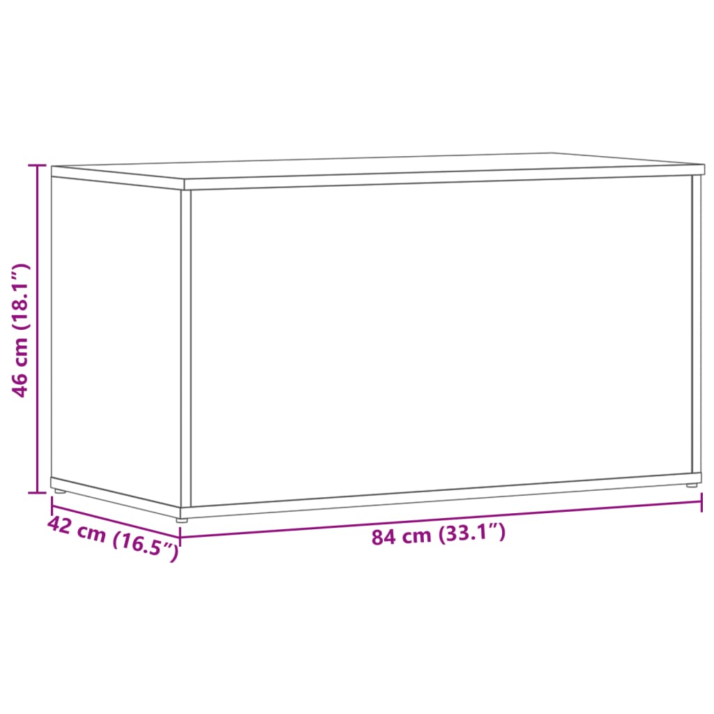 Arca arrumação 84x42x46 cm derivados madeira carvalho castanho