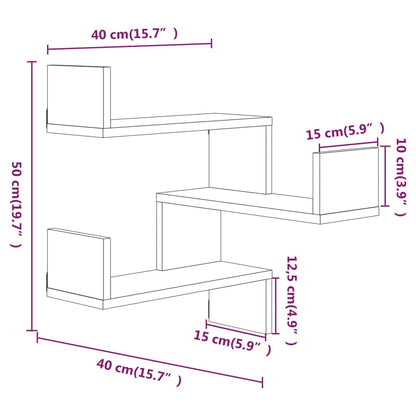 Estante canto 2pcs 40x40x50cm derivados madeira carvalho fumado