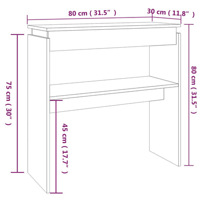 Mesa consola 80x30x80 cm derivados de madeira cinzento sonoma