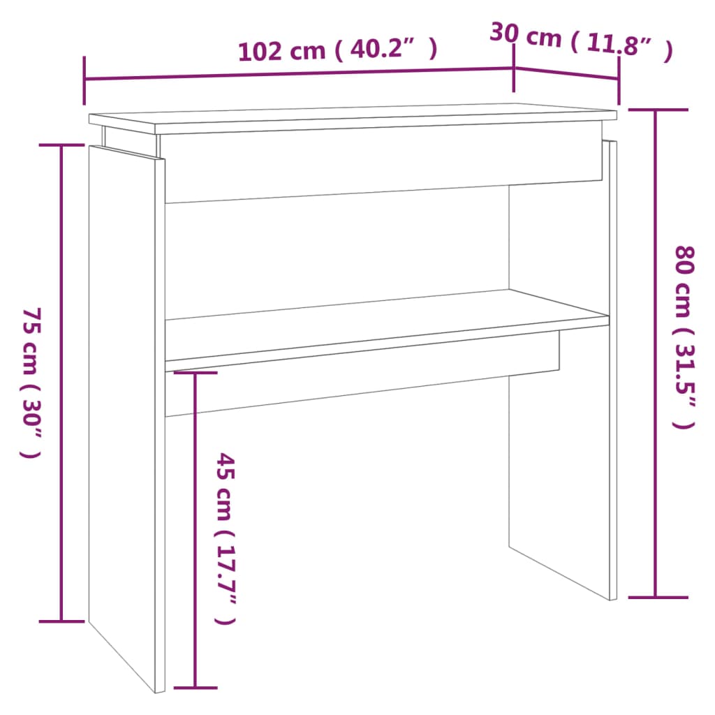 Consola de Entrada Castelo de 102 cm - Cinzento - Design Moderno