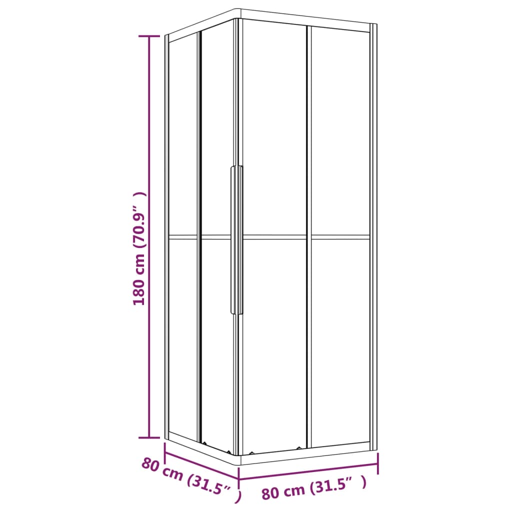 Cabine de duche ESG opaco 80x80x180 cm