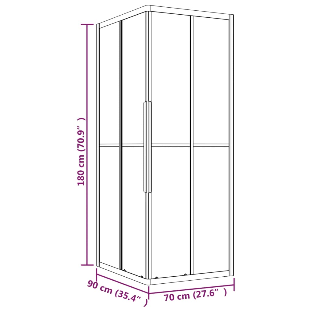 Cabine de duche ESG opaco 90x70x180 cm