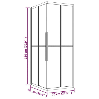 Cabine de duche ESG opaco 90x70x180 cm