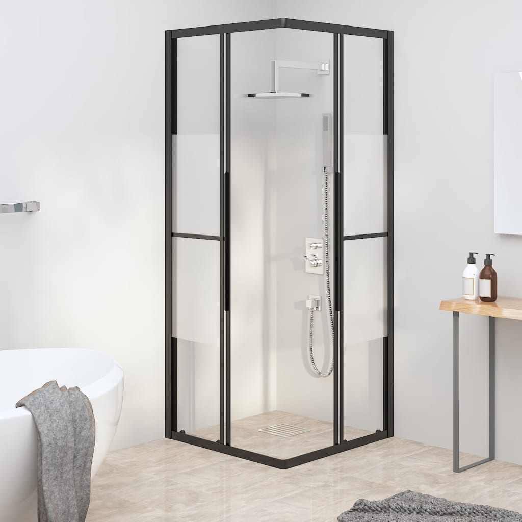 Cabine de duche ESG semiopaco 70x70x180 cm preto