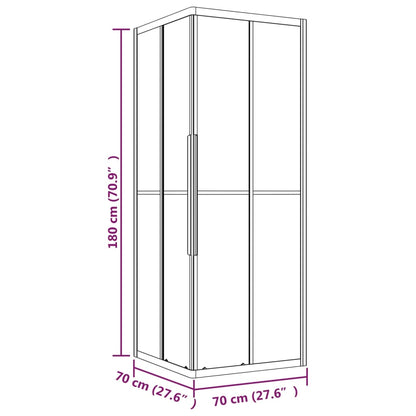 Cabine de duche ESG semiopaco 70x70x180 cm preto