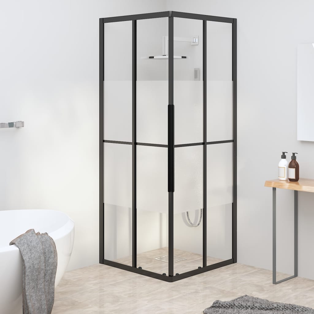 Cabine de duche ESG semiopaco 70x70x180 cm preto