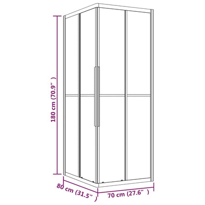 Cabine de duche ESG semiopaco 80x70x180 cm preto