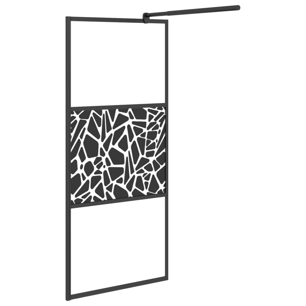 Divisória de chuveiro 80x195cm vidro ESG design de pedras preto