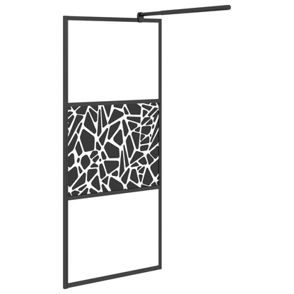 Divisória de chuveiro 80x195cm vidro ESG design de pedras preto