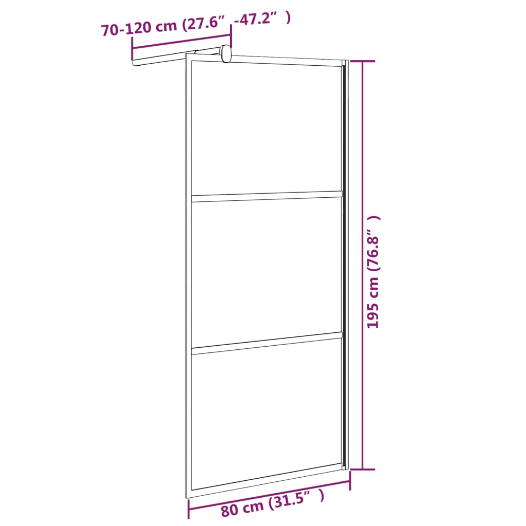 Divisória de chuveiro 80x195cm vidro ESG design de pedras preto