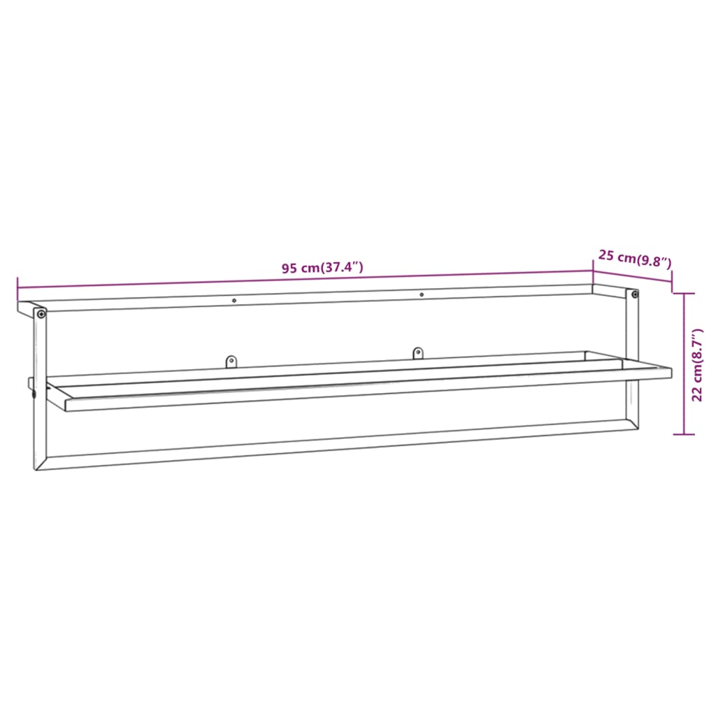 Toalheiro 95x25x22 cm ferro branco