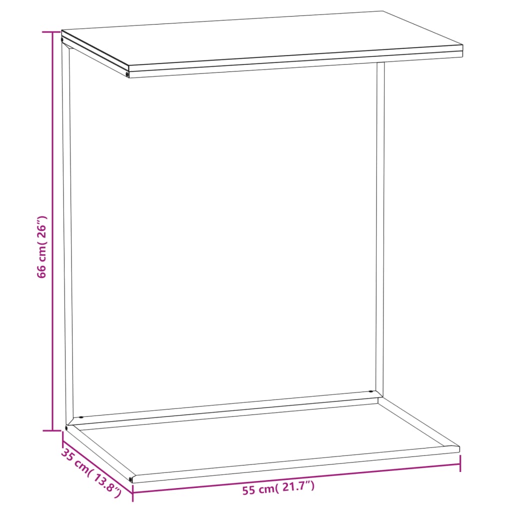 Mesa de apoio 55x35x66 cm derivados de madeira branco