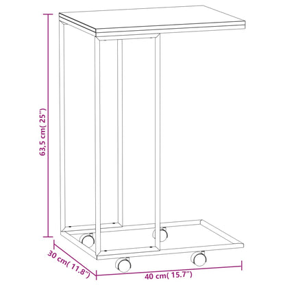 Mesa de apoio c/ rodas 40x30x63,5cm derivados de madeira preta