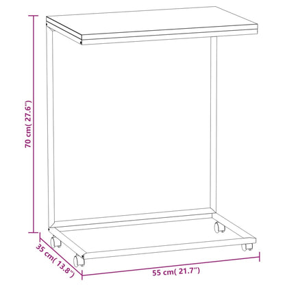 Mesa de apoio c/ rodas 55x35x70 cm derivados de madeira preta