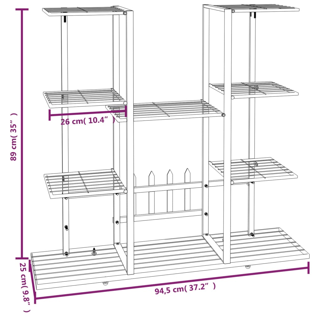 Suporte de vasos 94,5x25x89 cm ferro preto