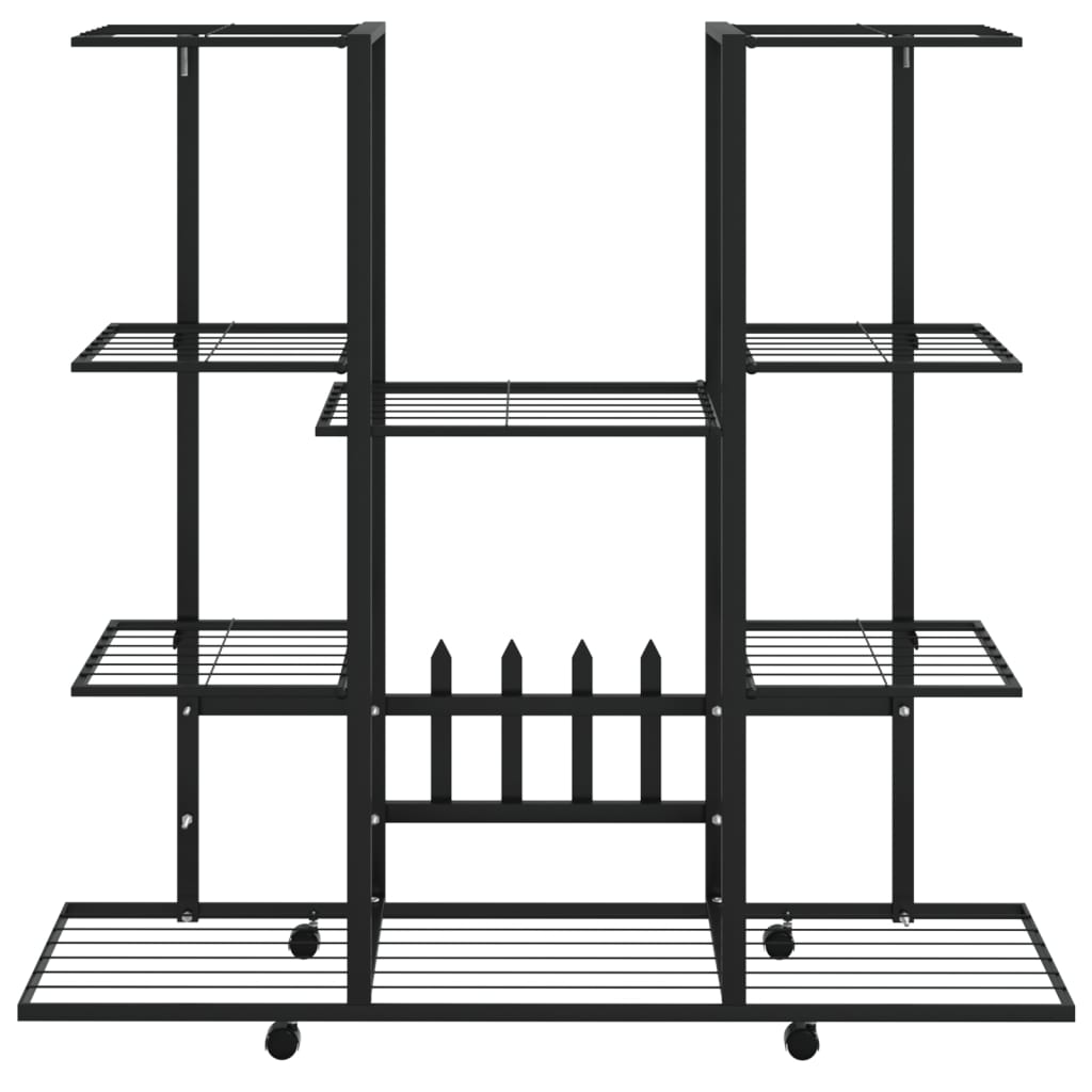 Suporte de vasos c/ rodas 94,5x24,5x91,5 cm ferro preto