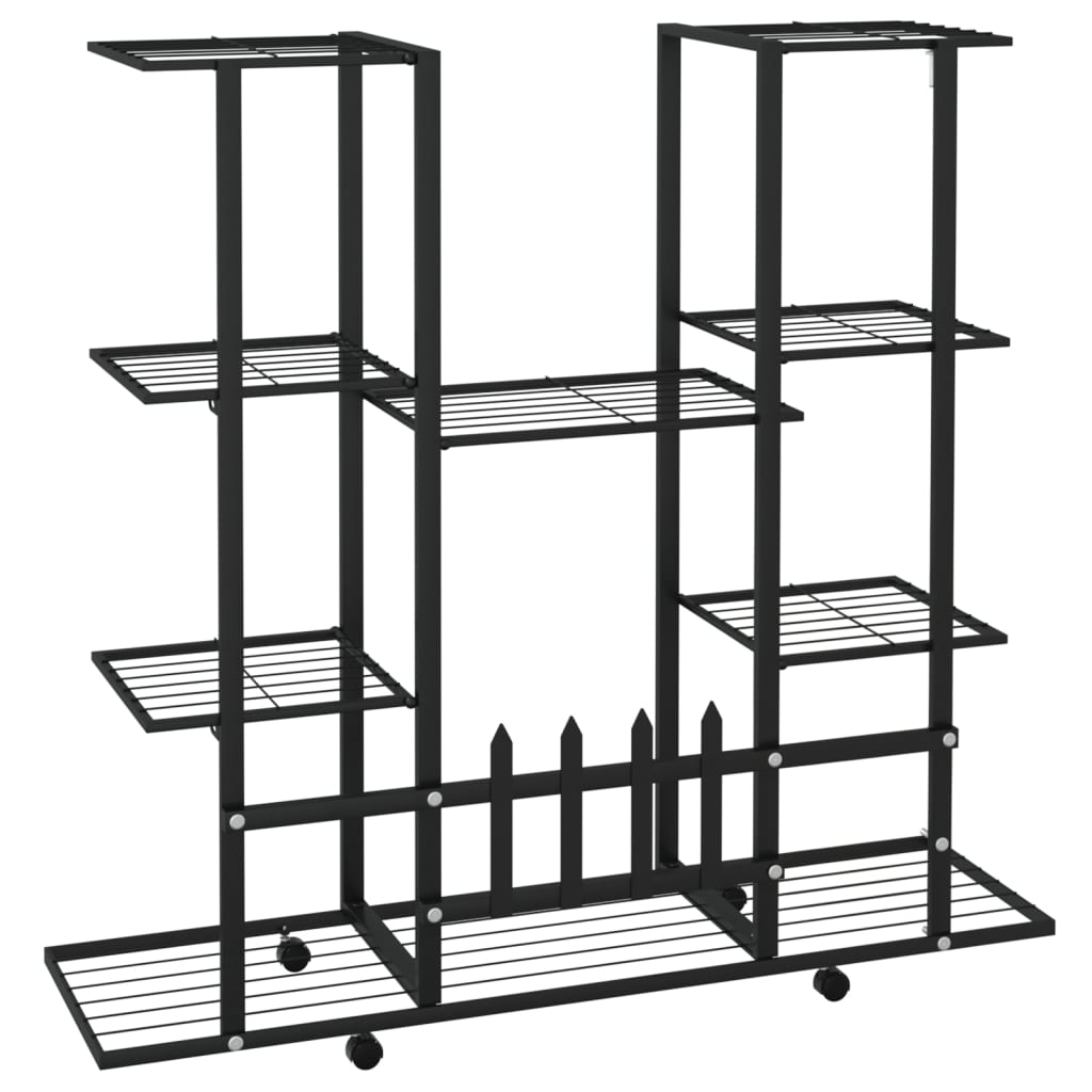 Suporte de vasos c/ rodas 94,5x24,5x91,5 cm ferro preto