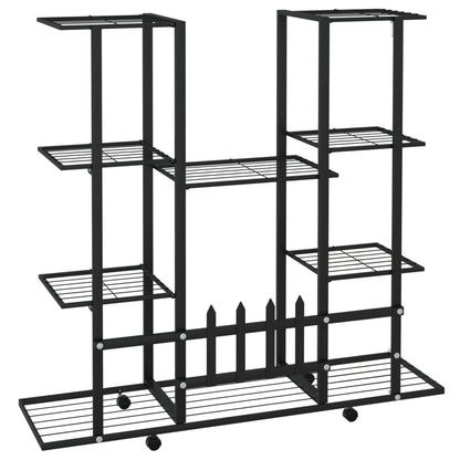 Suporte de vasos c/ rodas 94,5x24,5x91,5 cm ferro preto