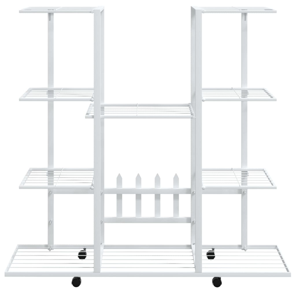 Suporte de vasos c/ rodas 94,5x24,5x91,5 cm ferro branco