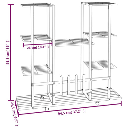 Suporte de vasos c/ rodas 94,5x24,5x91,5 cm ferro branco