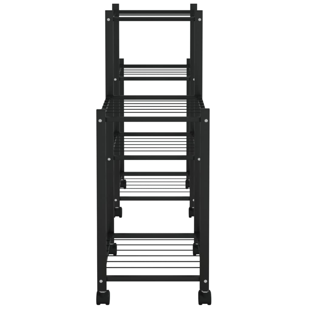 Suporte de vasos c/ rodas 83x25x63,5 cm ferro preto