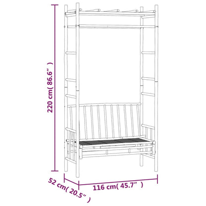 Banco de jardim com pérgola 116 cm bambu