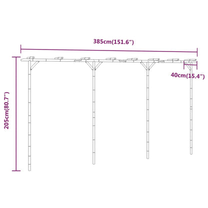 Pérgola de bambu 385x40x205 cm