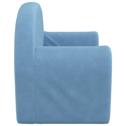 Sofá-cama infantil de 2 lugares pelúcia azul