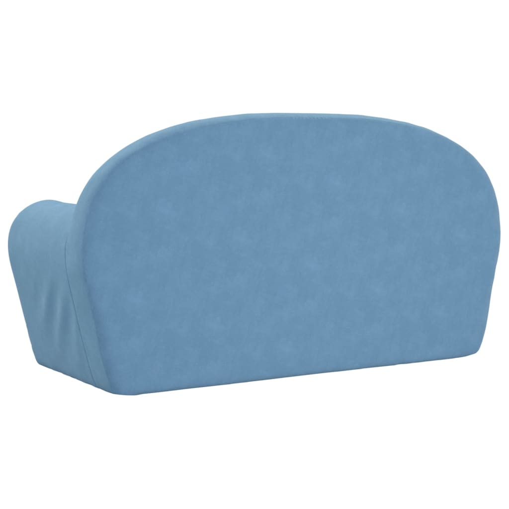 Sofá-cama infantil de 2 lugares pelúcia azul