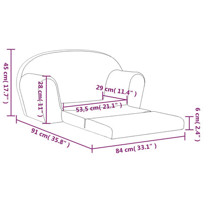 Sofá-cama infantil de 2 lugares pelúcia azul