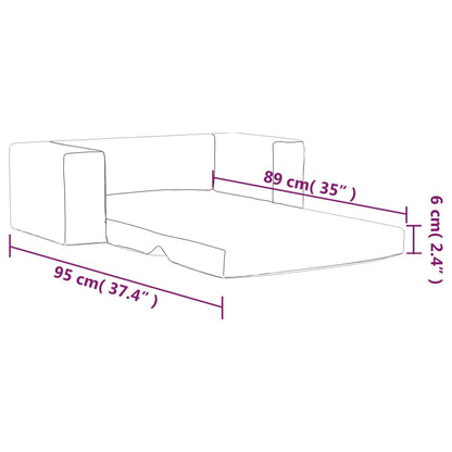 Sofá-cama infantil de 2 lugares pelúcia cor creme