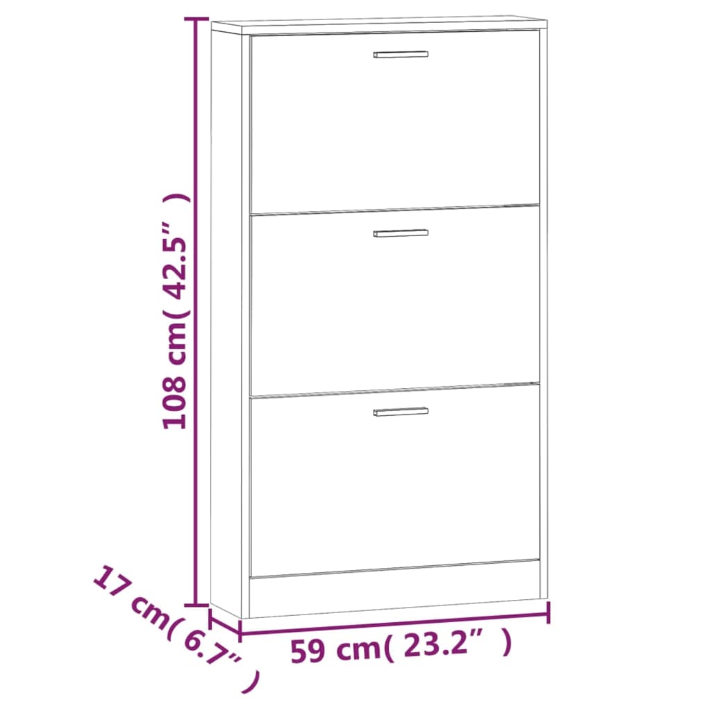 Sapateira 59x17x108 cm derivados de madeira branco brilhante