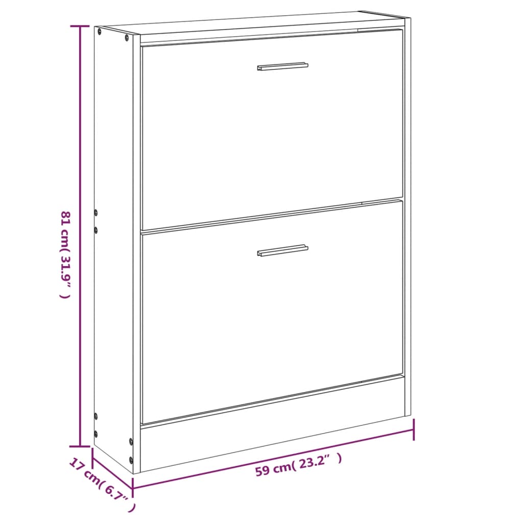 Sapateira Atlanta com 2 Divisórias - Cinzento - Design Moderno