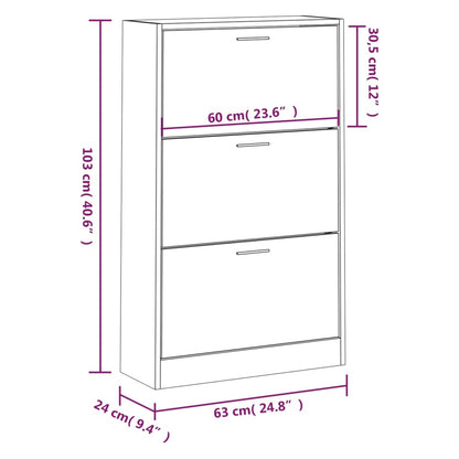 Sapateira 63x24x103 cm derivados de madeira sonoma cinza