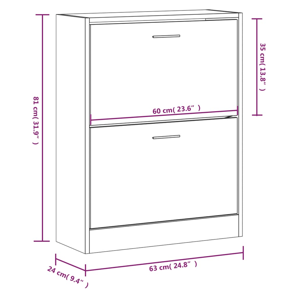 Sapateira 63x24x81 cm derivados de madeira cinzento cimento