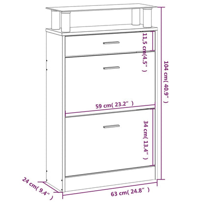 Sapateira 63x24x104 cm derivados de madeira sonoma cinza