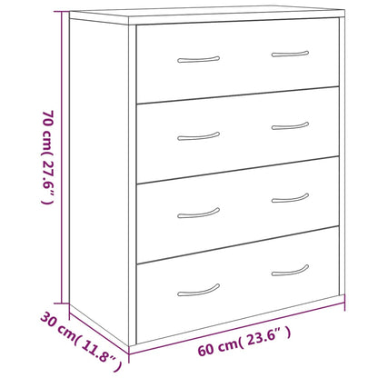 Aparador com 4 gavetas 60x30,5x71 cm cinzento cimento