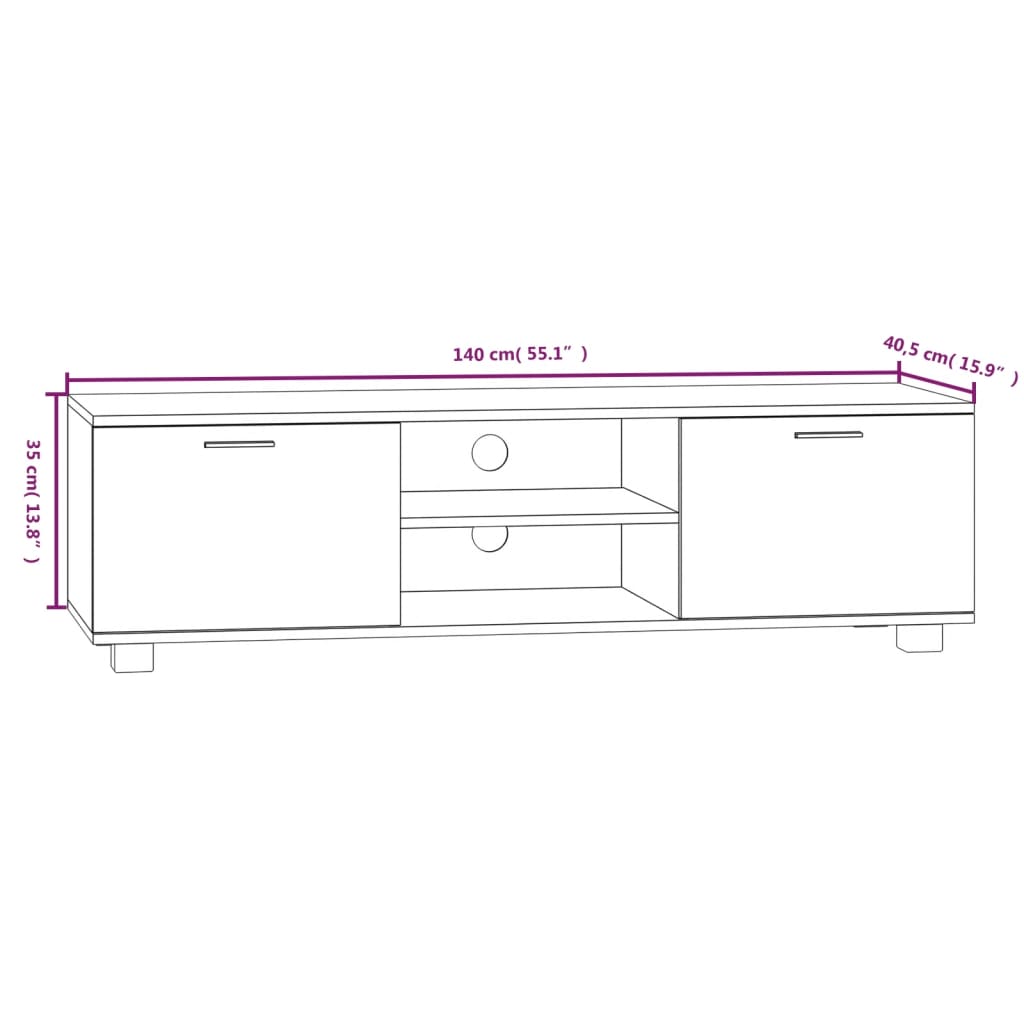 Móvel de TV 140x40,5x35 cm derivados de madeira branco