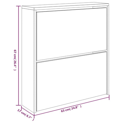 Sapateira Nárnia - Com 2 Divisórias Espelhadas - 63x17x67 cm - Cor Branco Brilhante - Derivados de Madeira - Design Moderno