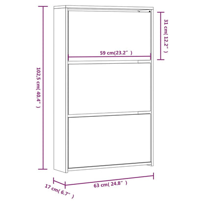 Sapateira c/ espelho 3 divisórias 63x17x102,5 cm cinza cimento