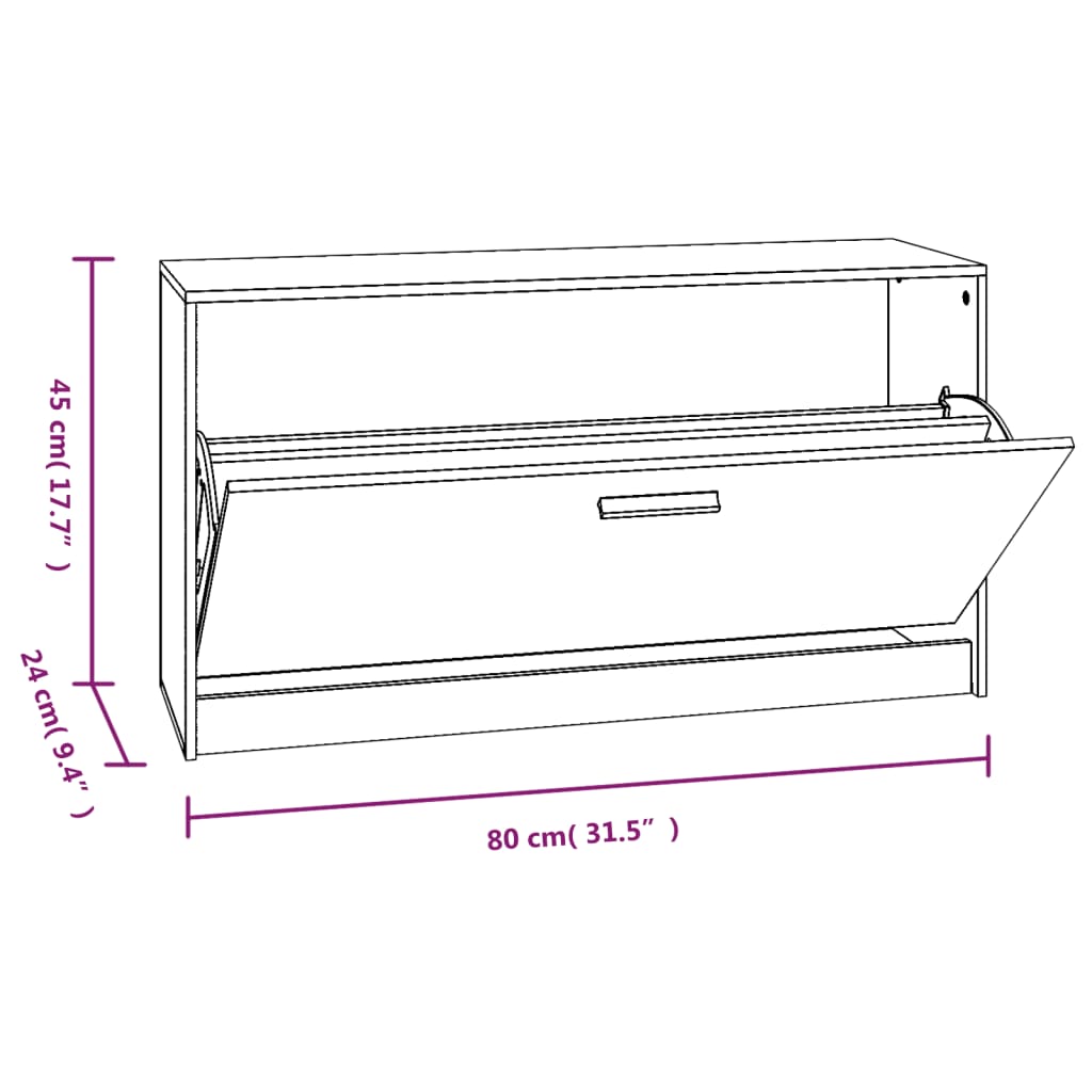 Banco sapateira 80x24x45 cm derivados madeira branco brilhante