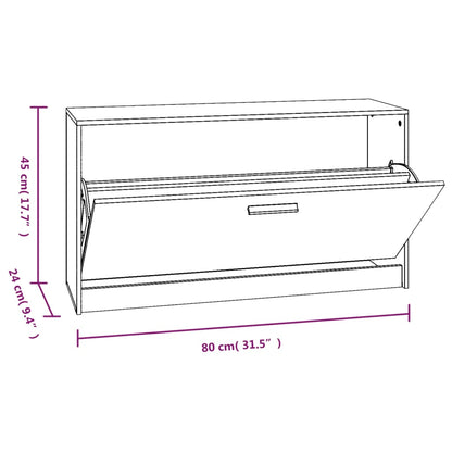 Banco sapateira 80x24x45 cm derivados madeira branco brilhante