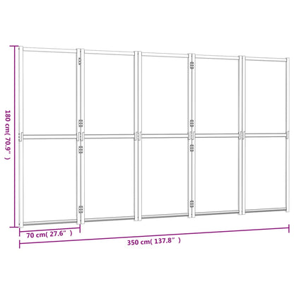 Biombo Mooth com 5 Painéis de 350cm em Madeira de Acácia - Branco Nata - Design Natura