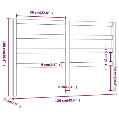 Cabeceira de cama 126x4x100 cm pinho maciço cinzento